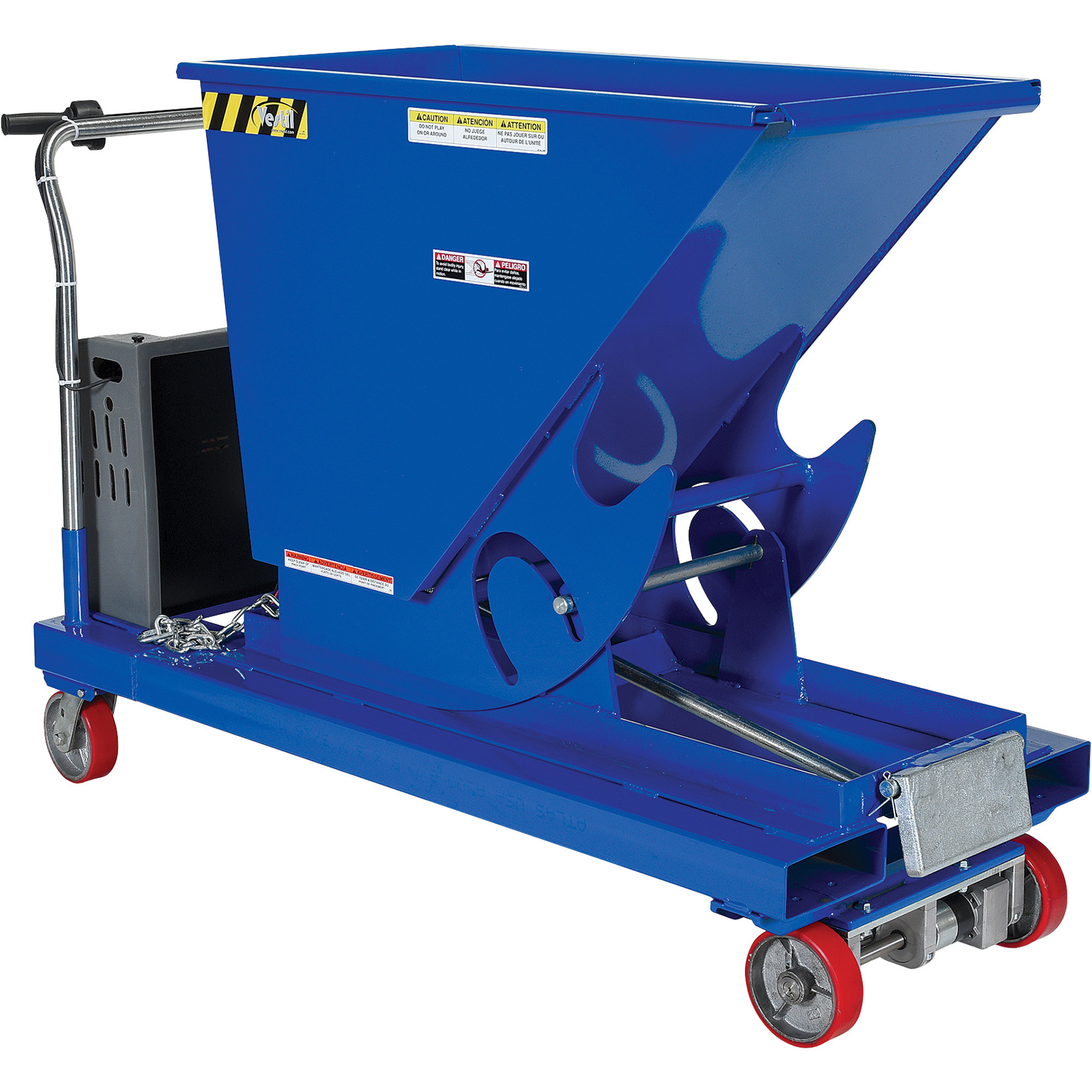 Vestil Portable Steel Hopper with Power Traction Drive System, 1,500-lb. Capacity, 1/3 Cubic Yard Volume, Model# HOP-PTD